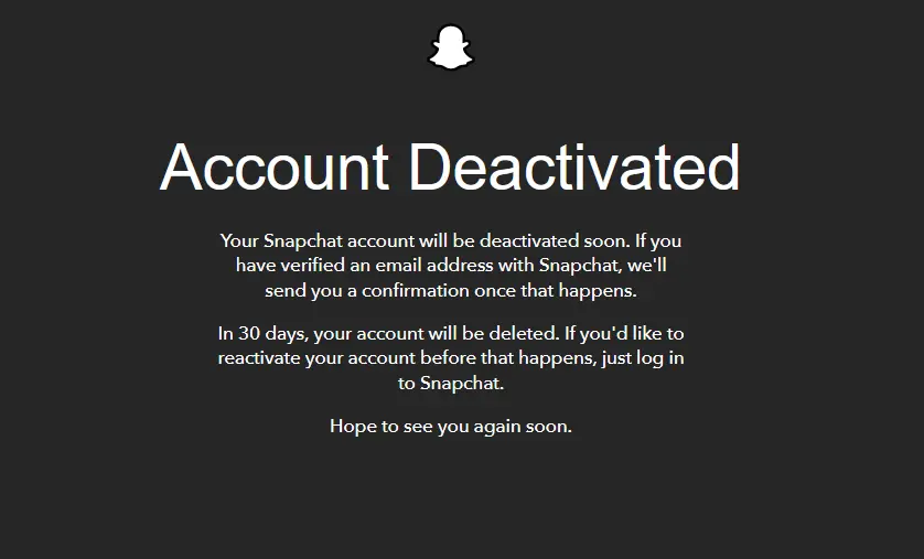 Snapchat account deactivated Bild: Snapchat account deactivated