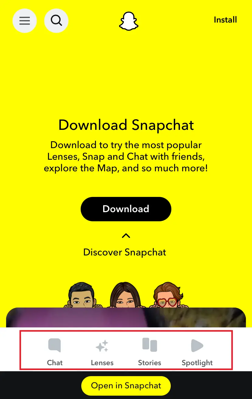 Bottom navigation bar on Snapchat Bild: Bottom navigation bar on Snapchat