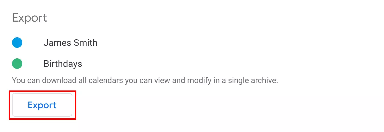 Bild: Google Calendar settings: Import and Export