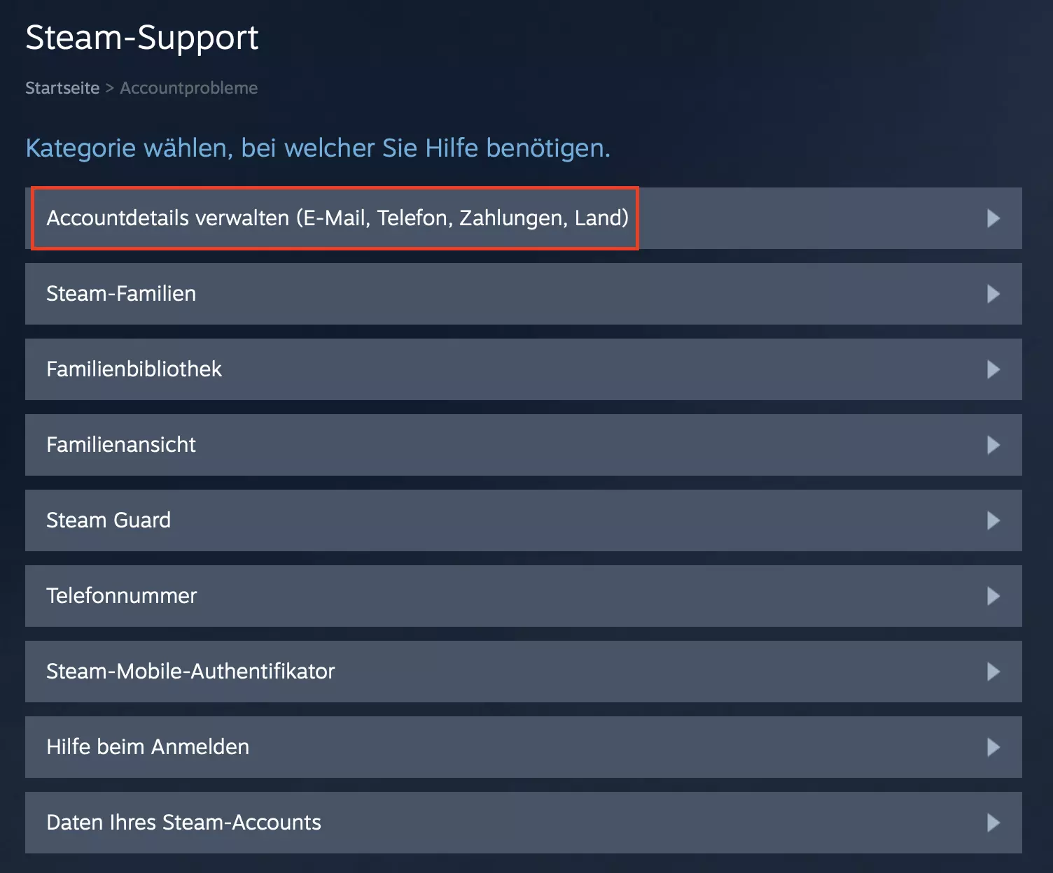 Steam: Accounteinstellungen Bild: Steam: Accounteinstellungen