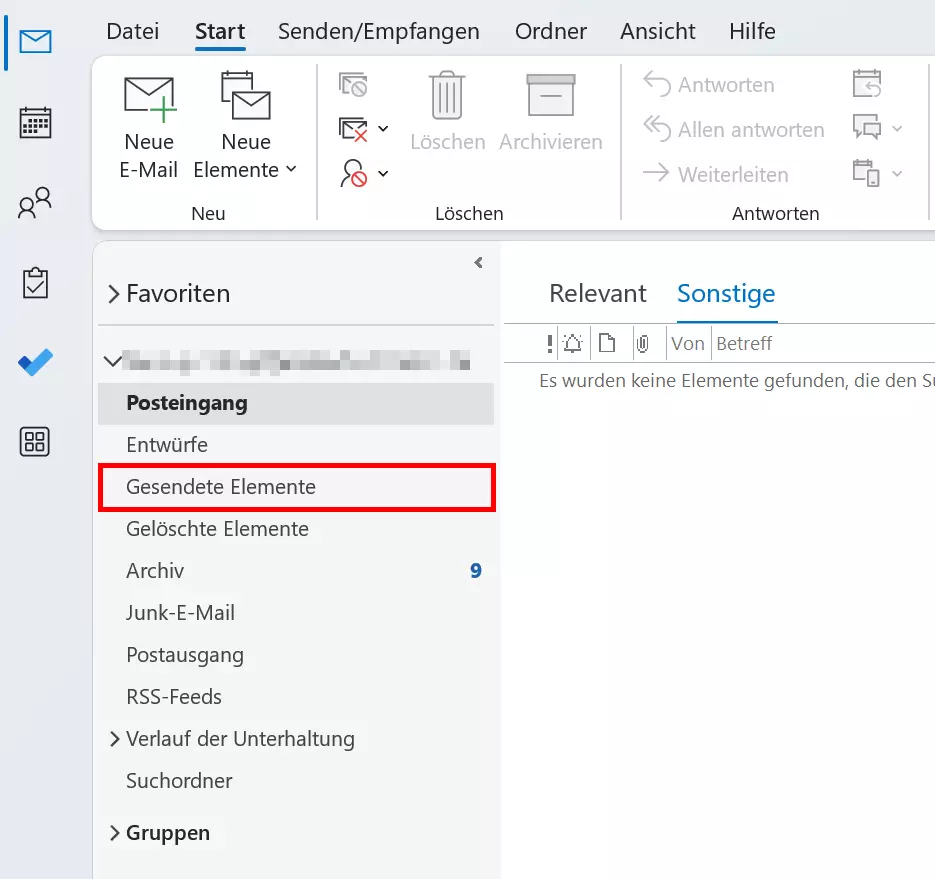 Bild: Der Ordner „Gesendete Nachrichten“