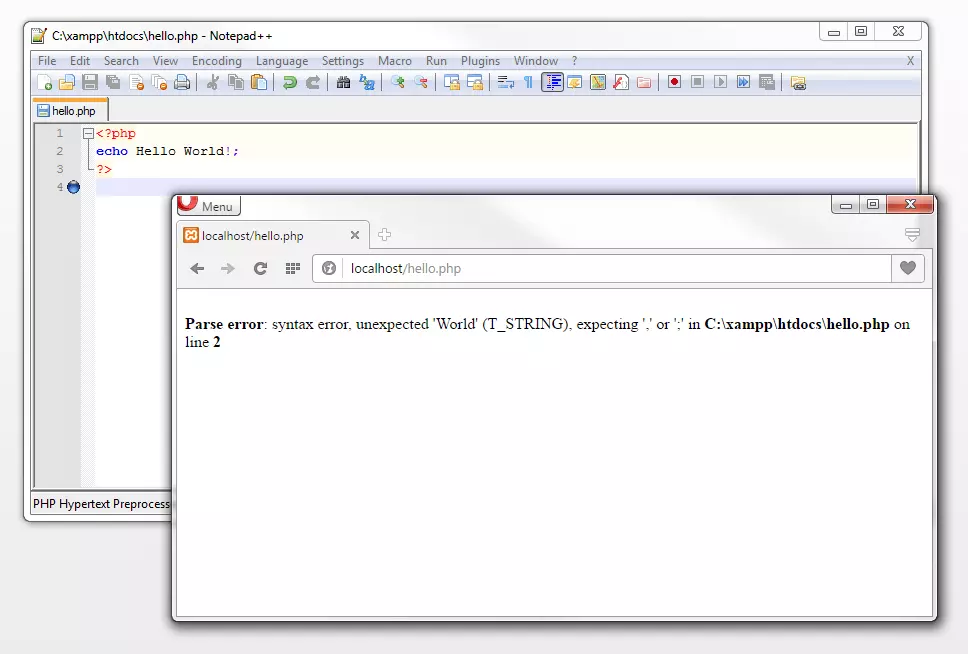 Bild: Error message from web browser: Parse error