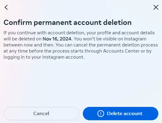 Confirm permanent deletion Bild: Confirm permanent deletion