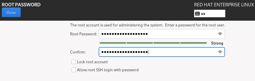 Bild: RHEL 9 installation: Root password