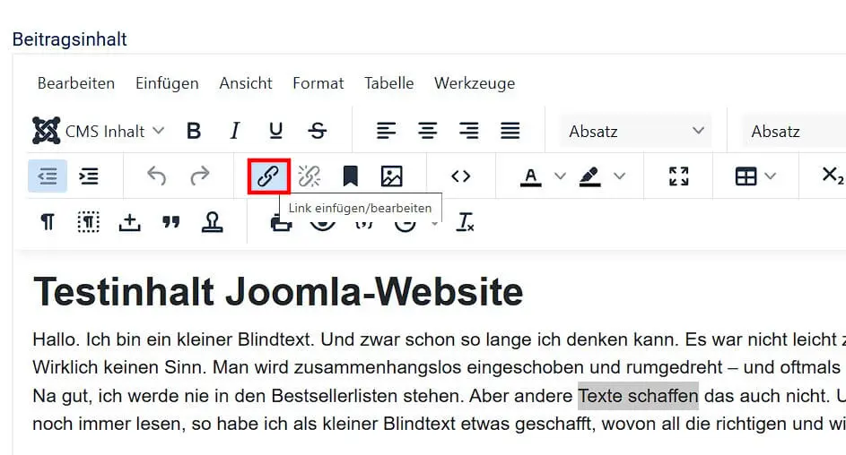 Bild: Joomla: Link-Option