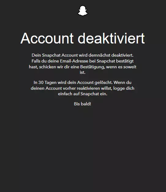Bild: Snapchat-Account deaktiviert