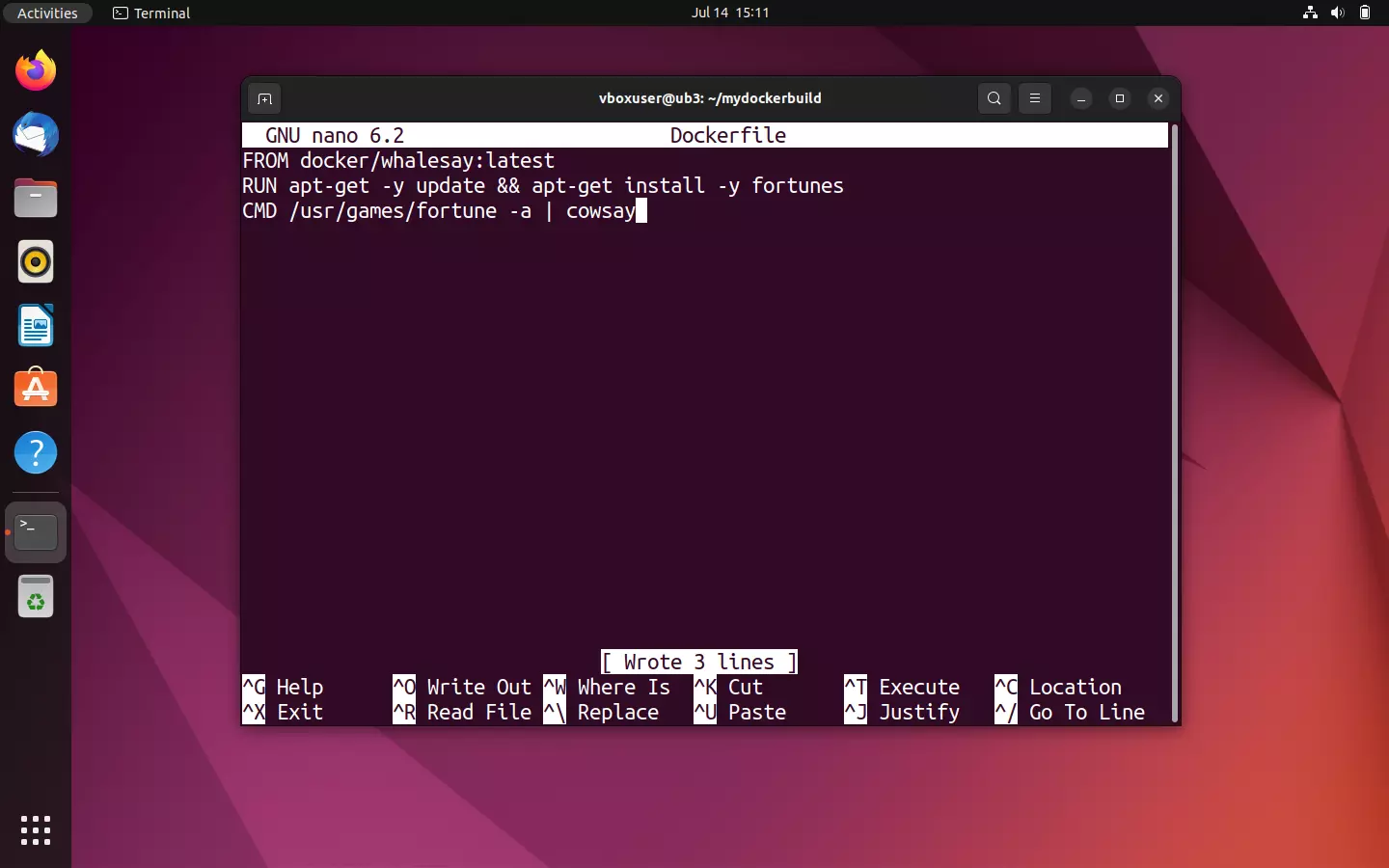 Bild: The text editor Nano in the Ubuntu terminal