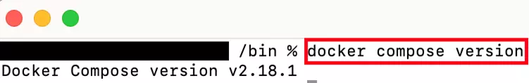 Bild: Screenshot of the Mac terminal after running docker compose version