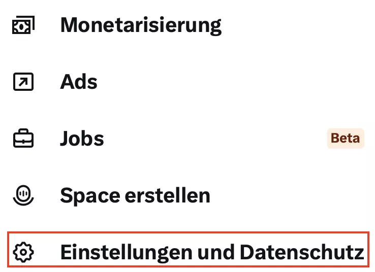 Twitter: „Einstellungen und Datenschutz“ Bild: Twitter: „Einstellungen und Datenschutz“