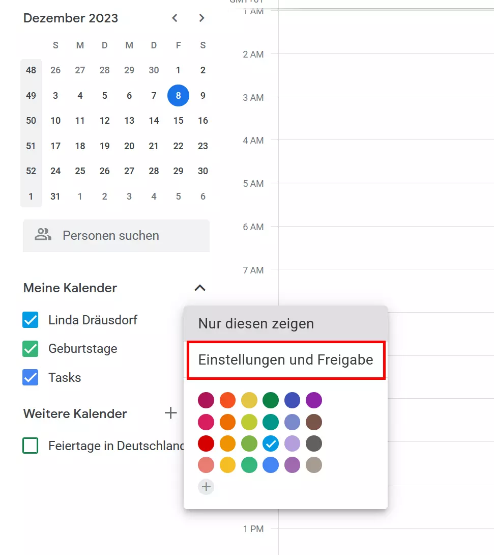 Google Kalender Freigabe Bild: Google Kalender Freigabe