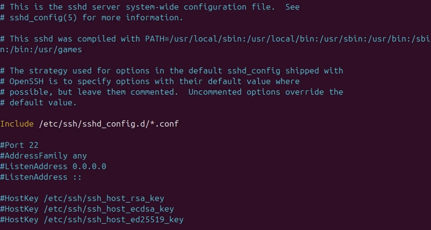 Screenshot of the sshd_config file Afbeelding: Screenshot of the sshd_config file