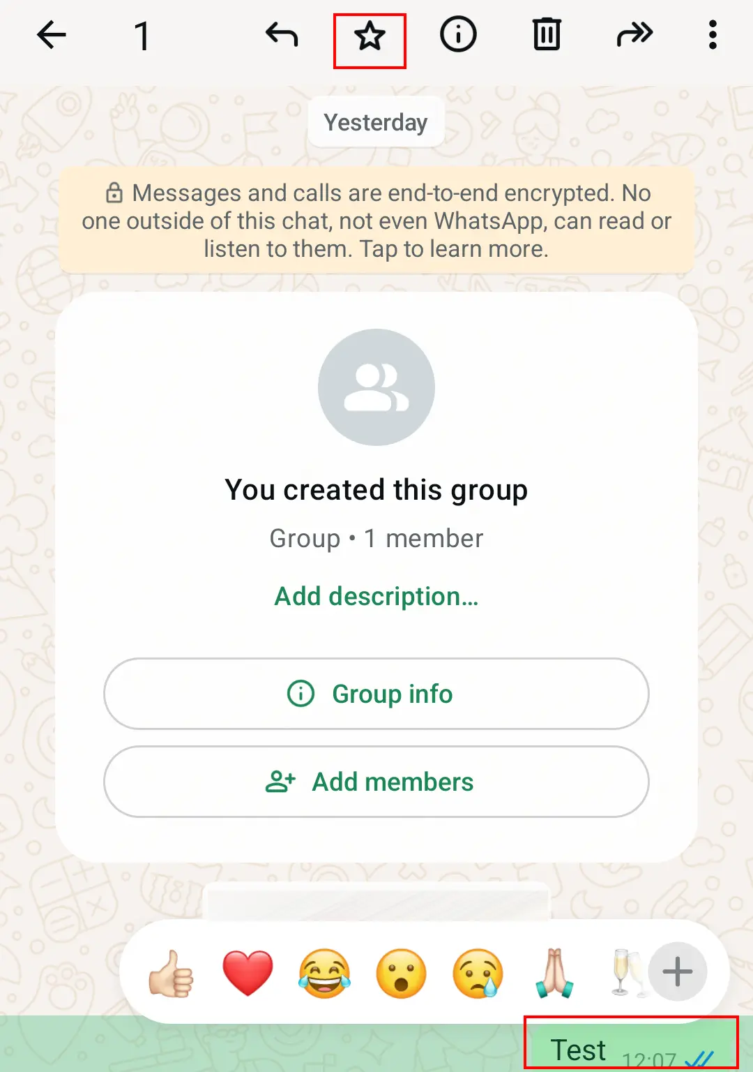 Bild: Android screenshot with the Star feature in WhatsApp