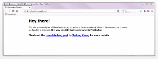 Example of a homographic attack Bild: Example of a homographic attack