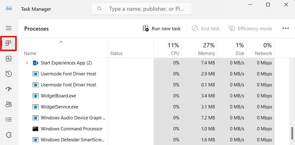 Windows Task Manager: list of active processes Bild: Windows Task Manager: list of active processes