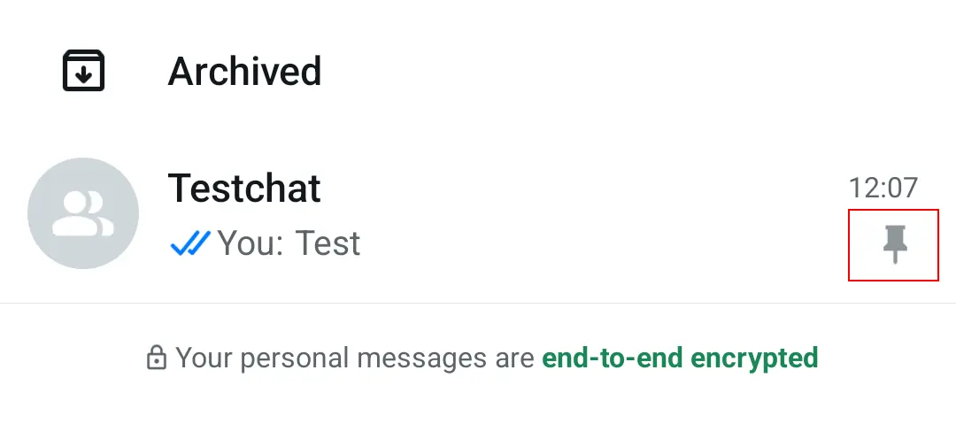 Bild: Android screenshot of the WhatsApp chat list with pin feature