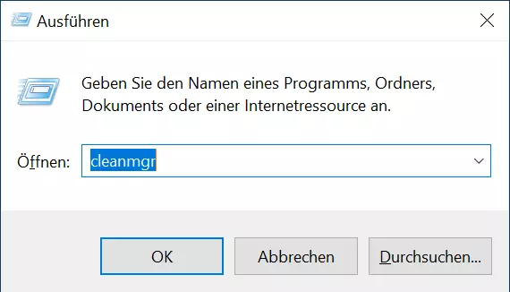 Bild: Windows 10: Ausführen-Dialog mit Eingabe