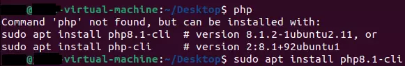 Terminal after running the command ‘php’ Bild: Terminal after running the command ‘php’