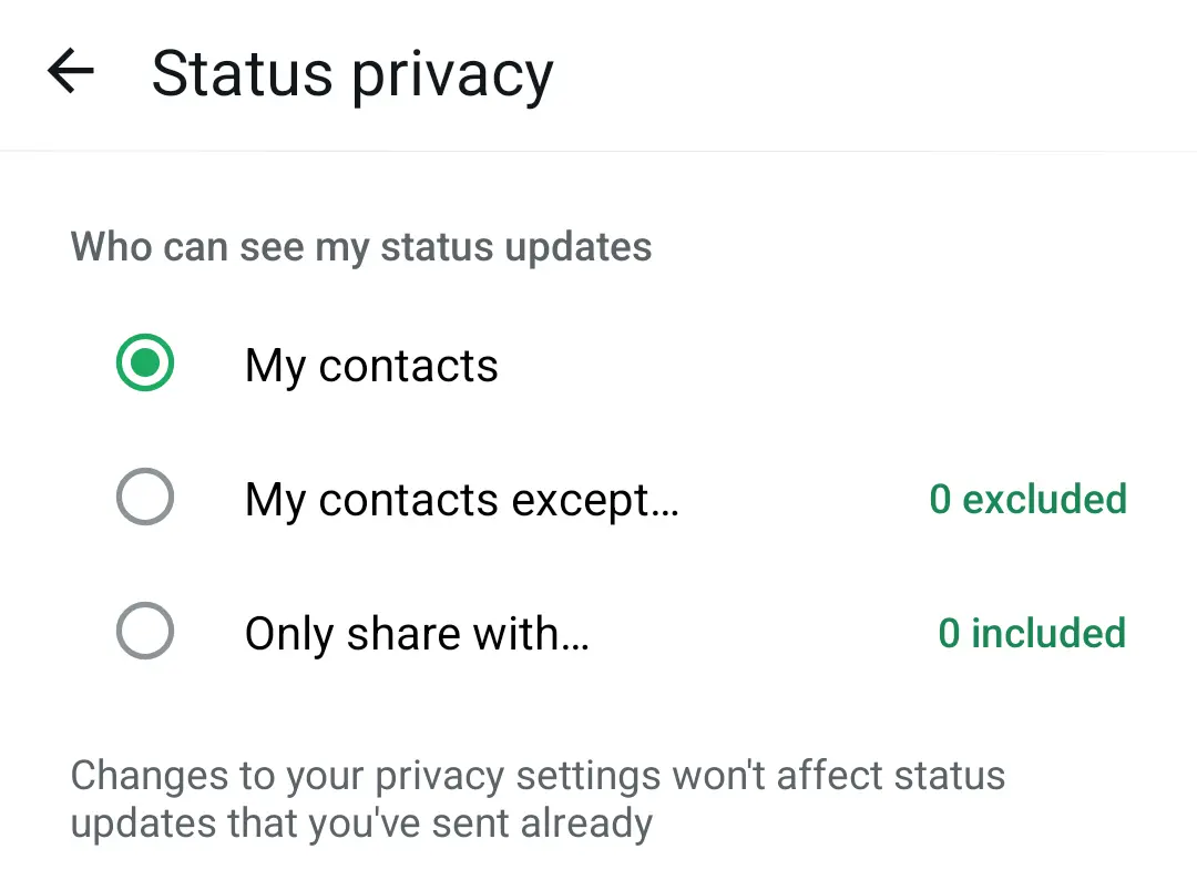 Bild: Android screenshot of WhatsApp privacy settings