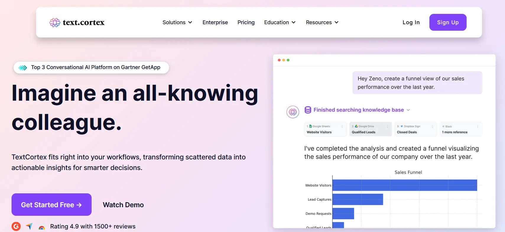 Screenshot of the TextCortex website Bild: Screenshot of the TextCortex website