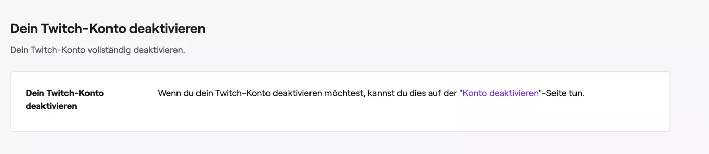 Option, um das Twitch-Konto zu deaktivieren Bild: Option, um das Twitch-Konto zu deaktivieren