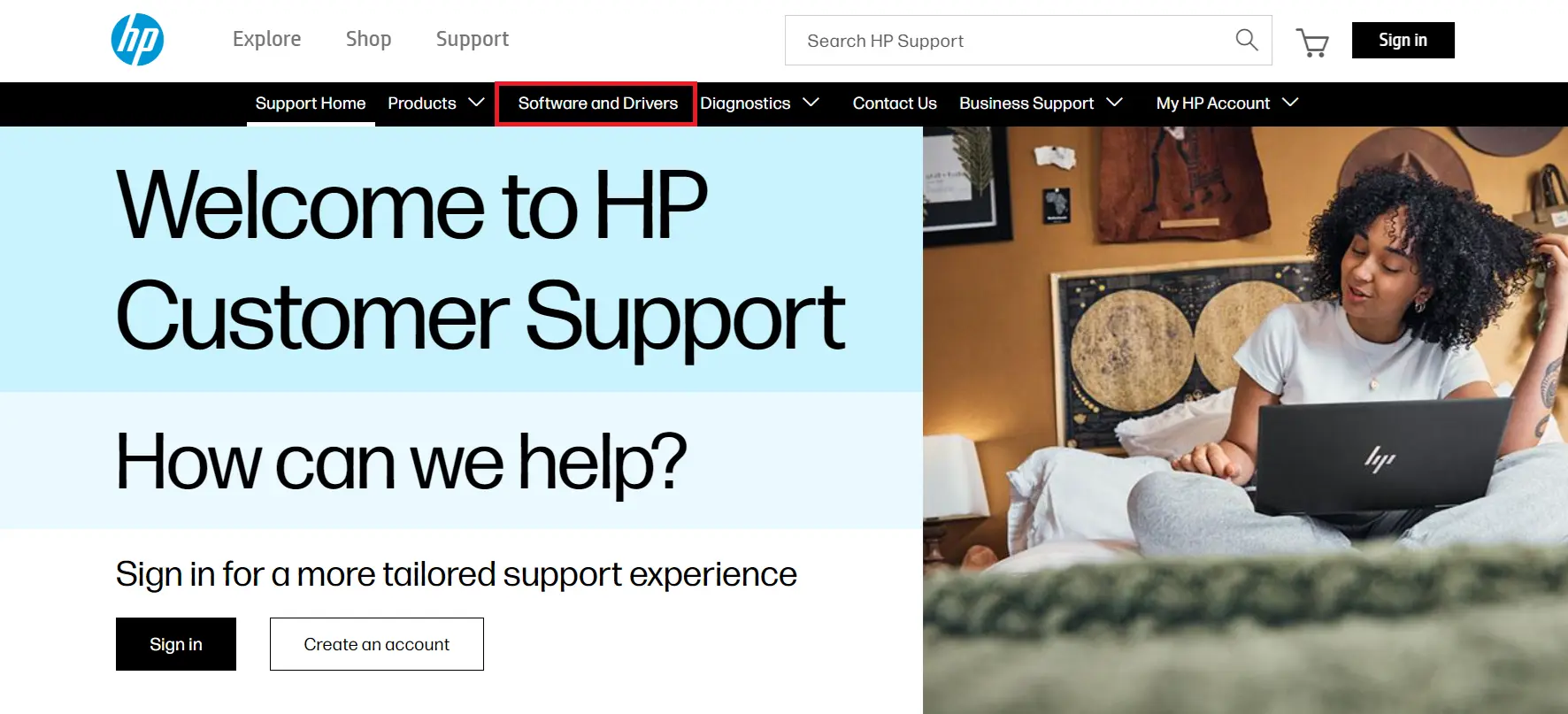 HP website: Software and Drivers Bild: HP website: Software and Drivers