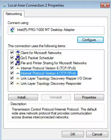 Bild: Windows 7 LAN connection: IPv4 settings in the &lsquo;Properties&rsquo; menu