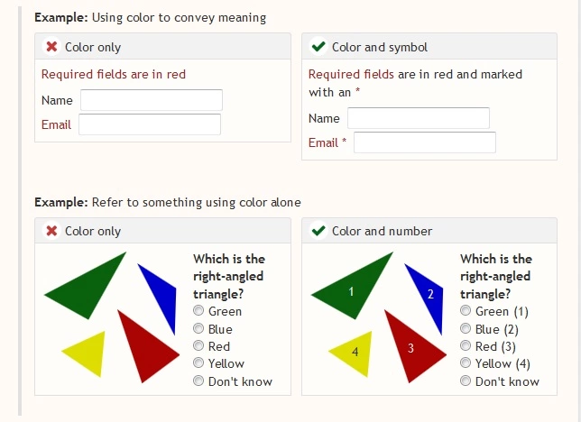 A screenshot of email and name fields with the word ‘email’ in red. Below this image is another image with a group of different coloured triangles. On the right, numbers and asterisks have been added to the examples to make them easier to understand. Bild: A screenshot of email and name fields with the word ‘email’ in red. Below this image is another image with a group of different coloured triangles. On the right, numbers and asterisks have been added to the examples to make them easier to understand.
