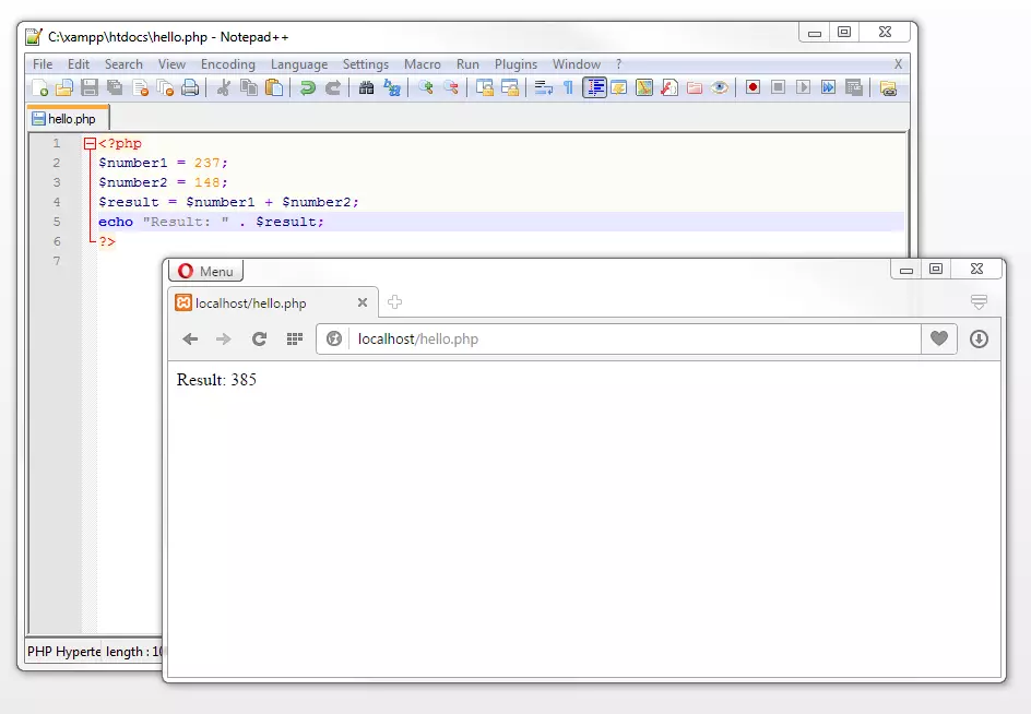 Bild: Addition of integers using a PHP script