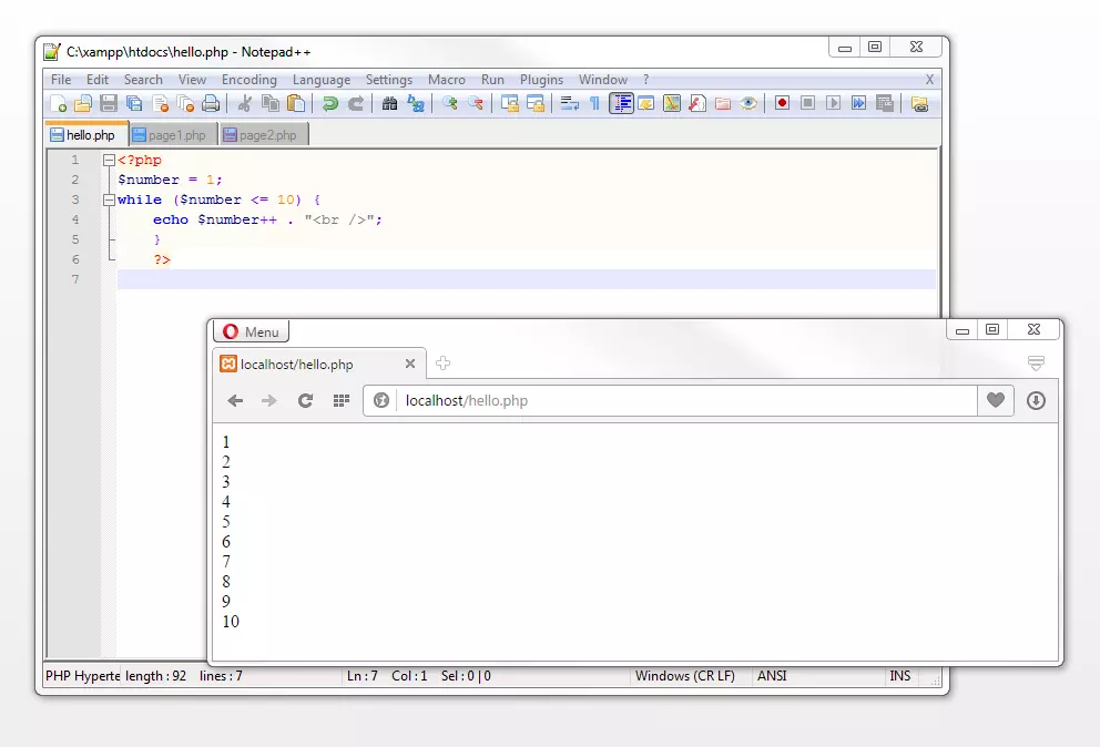 Bild: The script counts to 10 and then breaks off
