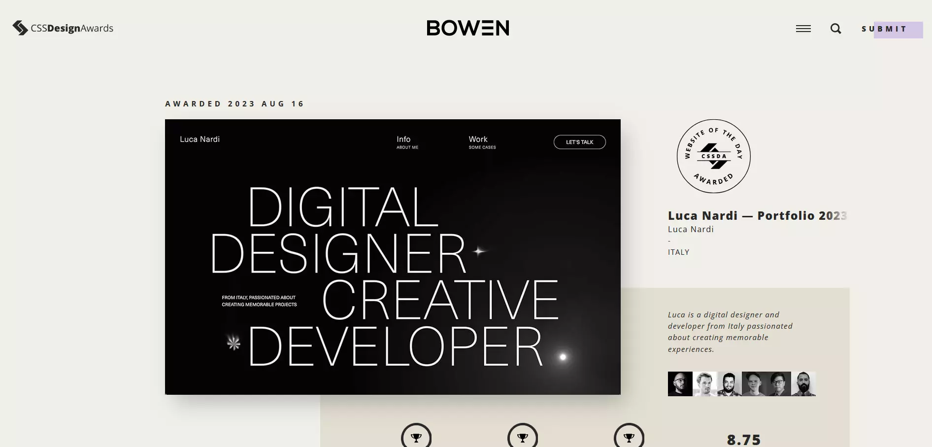 Bild: CSS Design Awards website